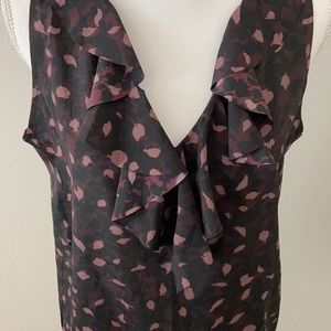 Tank top, black, purple, mauve w/ ruffled neckline
